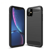 TPU gel ovitek/etui/ovitek Brushed Carbon za iPhone 11R - črn