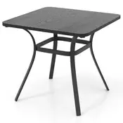 Northix Zunanja jedilna miza za 4 osebe, 80x80 cm, kovinski okvir, videz lesa