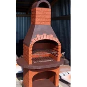 Casa Padrino luxury concrete garden grill orange/brown 110 x 68 x H. 197 cm
