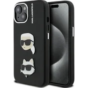 Karl Lagerfeld Grained PU KCH Heads Zadnji Pokrov za iPhone 15 Black