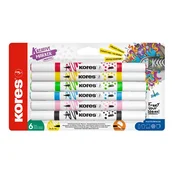 Set dekorativnih markera, akrilni, 1-2 mm, dvostrani, KORES K-Kreative, 6 različitih boja 23061.21