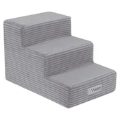 shumee Welsti pasje stopnice 30 cm, 3 stopnice iz sivega velveta