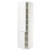 METOD Visoki element s policama/2 vrata, bela/VOXTORP bela visokog sjaja vertikalna rucka, 60x60x220 cm