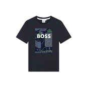 BOSS Kidswear Majica, mornarsko plava / svijetlosiva / zelena / bijela