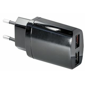 MaxTrack Polnilec 1x USB 1x QC 3.0 MQ1 črn