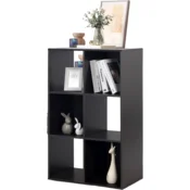 Modularni regal za knjige s 6 predelki, lesena omarica v obliki kocke, 29,5 x 61 x 90,5 cm, rjava, za dnevno sobo, pisarno ali spalnico, vsestranska polica iz iverne plošče, enostavna montaža