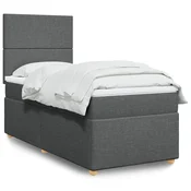 vidaXL Box spring postelja z vzmetnico temno siva 90x190 cm blago