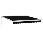 Vidaxl Vlečna tenda Črna 350 x 250 cm Tkanina in kovina