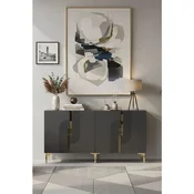 Hanah Home komoda Meyra 180, 180 cm, antracit / zlatna