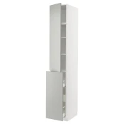 METOD / MAXIMERA Vis.elem. s izvl.funk. 3fi/1vr/2pol, bela/Havstorp svetlosiva, 40x60x240 cm