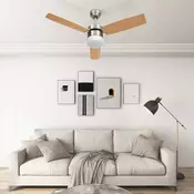 vidaXL Stropni ventilator z lučjo in daljincem 108 cm svetlo rjav