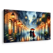 Slika romantičen sprehod po deževnem mestu - 40x30