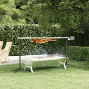 Vidaxl Pladenj za žar srebrn 118x42x30,5 cm nerjaveče jeklo