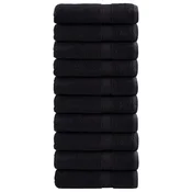 shumee Premium brisače 10 kosov črna 70x140 cm 600 g/m2 100 % bombaž