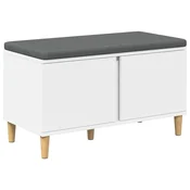 Vidaxl Haldna klop Bela 80 x 38 x 46 cm Oblikovan Les in Tkanina