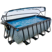 Bazén s krytom pieskovou filtráciou a tepelným cerpadlom Stone pool grey Exit Toys kovová konštrukcia 400*200 cm šedý od 6 rokov ET30674200