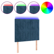 Greatstore LED posteljno vzglavje temno modro 80x5x118/128 cm žamet