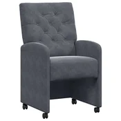 Vidaxl Jedilni stoli s kolesi 2 szt. Temno siva 58 x 67 x 97 cm Žamet