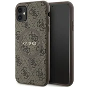 Guess Guess 4G Collection usnjen etui z logotipom, MagSafe za iPhone 11/Xr - rjava