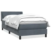 Vidaxl Box Spring postelja z vzmetnico Temno siva 90x220 cm Velvet