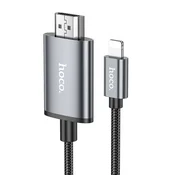 Hoco Kabel Lightning na HDMI Hoco 1080p, 2 m, UA27, jekleno siv