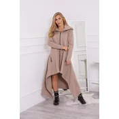 Insulated dress with longer sides in dark beige color