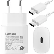 shumee Originalni Samsung USB-C stenski polnilnik 25W Type-C kabel 180 cm Premium Super Fast Charge komplet bele barve