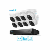 Reolink RLK16-800D8-A varnostni komplet, 1x NVR snemalna enota (4TB) + 8x IP kamera D800, zaznavanje gibanja/oseb/vozil, 4K Ultra HD, IR LED luči, snemanje zvoka, aplikacija, IP66 vodoodpornost