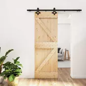 vidaXL Drsna vrata Naravna in črna 70 x 210 cm Masiven borov les