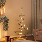 shumee vidaXL Kovinsko božično drevo z lesenim podstavkom, črno, 150 cm