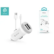 Devia ST326905 Devia Smart dvoportni Lightning punjac za automobil 3,1 A – punjac za automobil s 2x USB prikljucka i Lightning kabelom