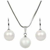 Levien Pearl Pearlescent White SET-041 komplet ogrlice in uhanov