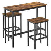 Barski stol s 2 barske stolice, 100 x 90 x 40 cm, rustikalno smeda i  crna | VASAGLE