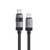 shumee USB-C - USB-C kabel z zaslonom 480Mb/s 66W 1,2 m - črn