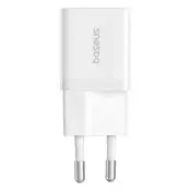 BASEUS GaN5 MINI 1C mrežni punjač s Type-C priključkom (25 W, PD brzo punjenje, GaN) BIJELA P10110909213-00