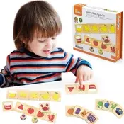 Viga edukativna igra, drvena slagalica, sortiraj, spajaj boje i oblike, 38 kom. montessori