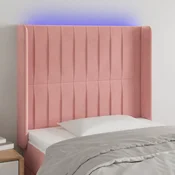 Vidaxl LED posteljno vzglavje roza 83x16x118/128 cm žamet