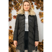 Z6767 DEWBERRY WOMENS COAT-PLAIN BLACK