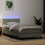 vidaXL vidaXL Box spring postelja z vzmetnico svetlo siva 80x220 cm žamet, (21792404)