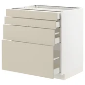 METOD / MAXIMERA Podni element 4 fronta/4 fioke, bela/Havstorp bež, 80x60 cm