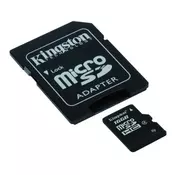 Memorija Micro SD 16GB Kingston+SD adapter Class 4, SDC4/16GB **