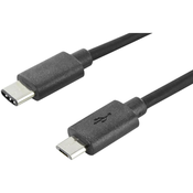 Digitus Digitus USB 2.0 Priključni kabel [1x Moški konektor USB 2.0 tipa C-1x Moški konektor USB 2.0 tipa Micro B] 1.8 m Črna Okrogel,