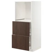 METOD / MAXIMERA Visoki kuh el za ugr rer s 2 fioke, bela/Sinarp smeda, 60x60x140 cm