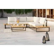 LOUNGE GARNITURA  drvo, metal, tekstil crna, boje tikovine