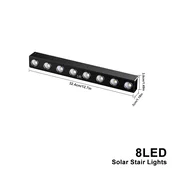 KJB Solarna svetilka za ograjo ali steno, 8 LED, bela svetloba, IP65