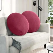 Jastucici za sjedenje 2 pcs Vinska crvena O 80 x 29 cm Baršun