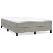 Vidaxl Posteljni okvir z vzmetmi svetlo siv 140x190 cm žamet