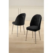 Hanah Home Set stolica Mara, 44x90x42 cm, 2 komada, Srebrno-crne boje