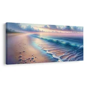 Slika pastelna plaža ob svitu - 140x70