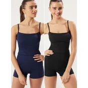 Trendyol Black-Navy Blue 2 Pack Supportive/Shaper Knitted Sports Bra with Rope Straps